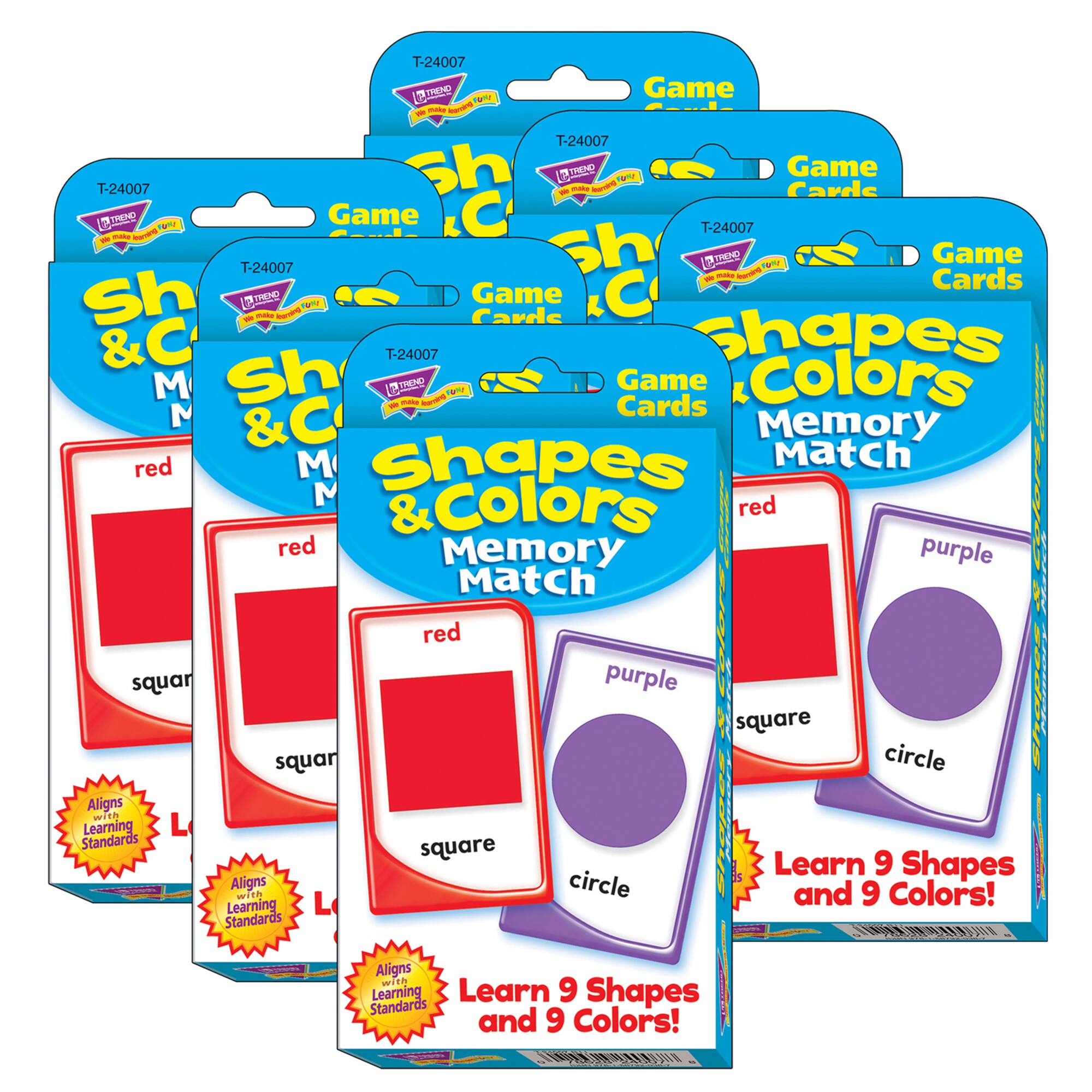 TREND Shapes and Colors Memory Match Challenge Cards, 6 Pack of 56